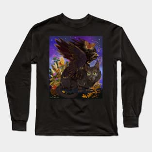 Raven Winged Autumn Magic Cat Long Sleeve T-Shirt